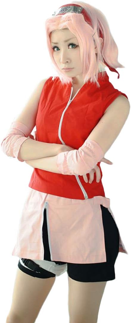 Women's Haruno Sakura Cosplay Costume Skirt with Headband