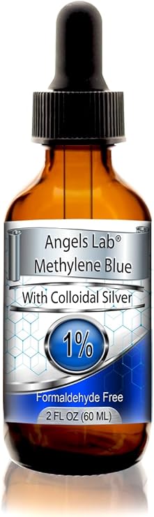 New Methylene Blue 1% Wtih Colloidal Silver Angels Lab |USP-Grade Methylthioninium Chloride Liquid | High Purity Dietary Supplement for Brain Function & Cognitive Health |2oz Glass Dropper Bottle...