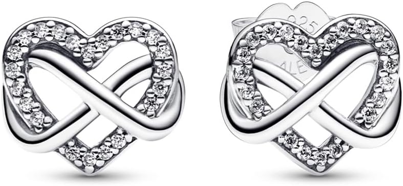Pandora Sparkling Infinity Heart Stud Earrings