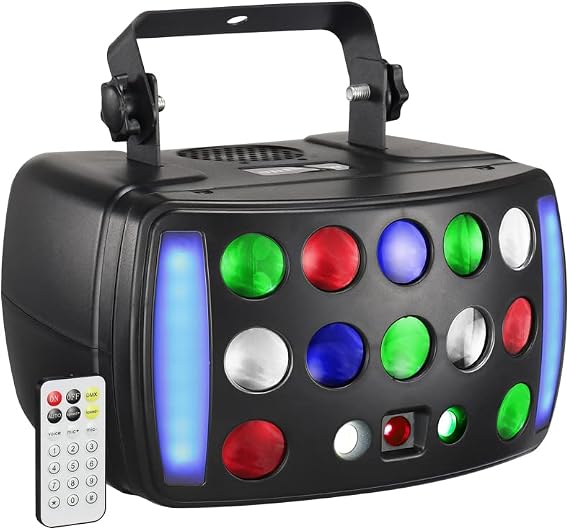 Stage DJ Light, WorldLite Disco Light 4-in-1 with RGBW Derby Beam, Led Strobe, Red Green Pattern and Marquee Effect, Perfect for Wedding Bar Club Disco Party Festival Stage & DJ Lighting [Energy Class A+++]