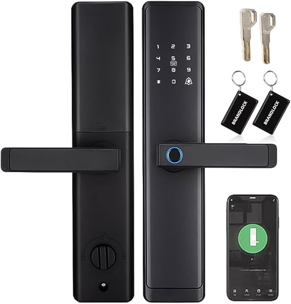 Sophies Keyless Entry Smart Lock with Handle (Black, Bluetooth-TTlock)