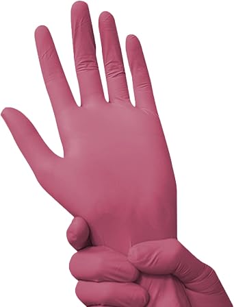 Vivid Nitrile Exam Gloves - Medium, Pink, Disposable, Food Safe, Textured