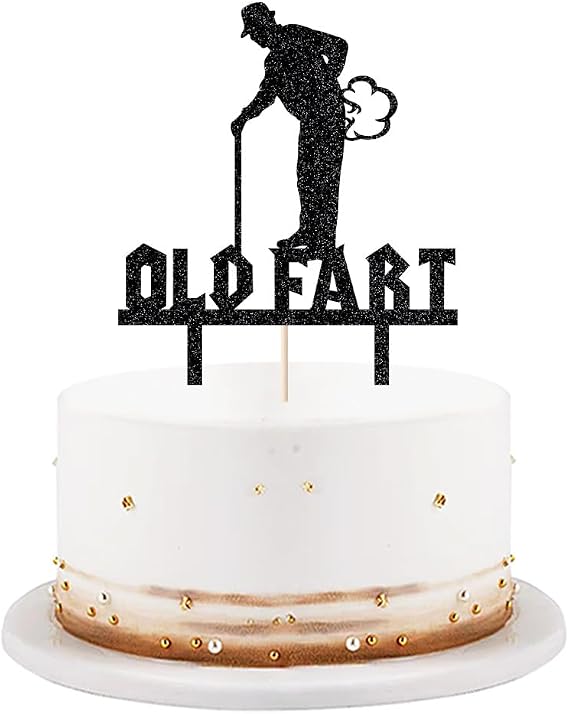 Black flash Old Fart Birthday Cake Topper Humorous old man and old woman Happy birthday cake Topper Funny happy birthday cake decoration is suitable for men/fathers/grandfathers (black3)