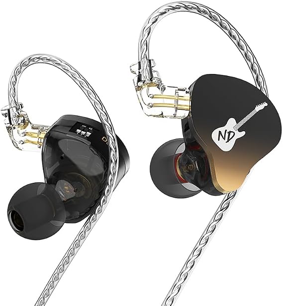 Kinboofi ND-DD3 Adjustable Dual Magnetic Dynamic Earphone, 4 Adjustable Tuning Modes Wried Headphone, HiFi Quality in Ear Earphone with Detachaable Cable for Audiophile Musician (Black, No Mic)