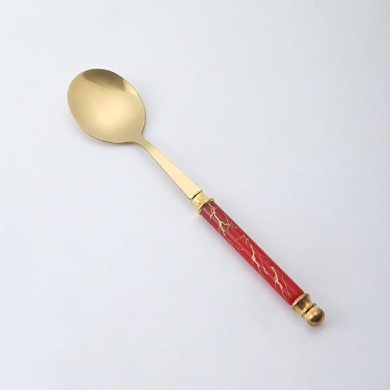 Stainless Steel Golden Spoon Spoon Spoon Creative Ceramic Spoon Small Spoon Eating Big Spoon red