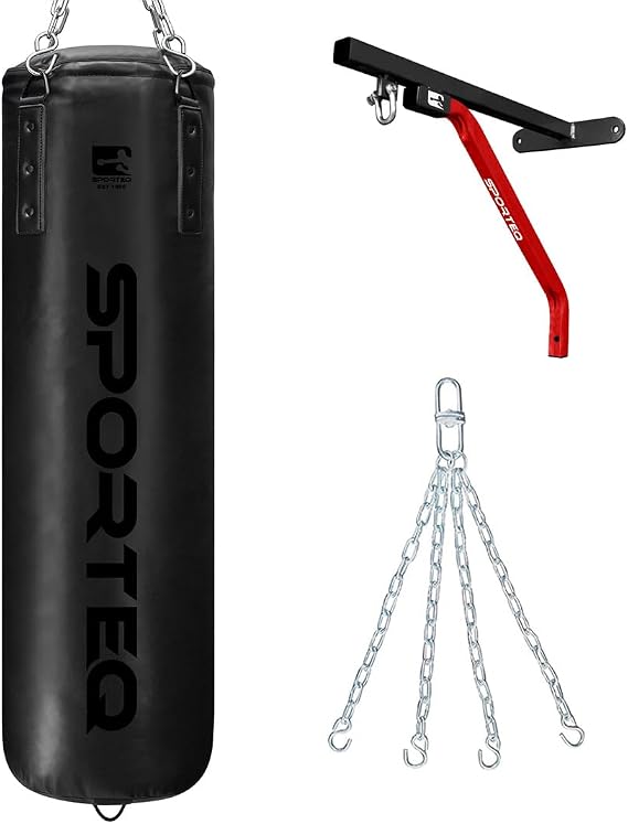Dyno Heavy Filled Boxing Punch Bag with Wall Bracket & Hanging Chain, 4FT Punch Bag for Martial Arts, Kickboxing & Muay Thai Training, Home & Commercial Gym Use
