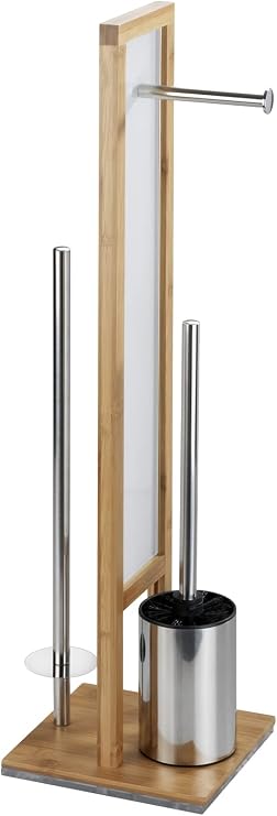 Wenko Rivalta Toilet Brush Holder Stand Bamboo, Brown, 8 cm