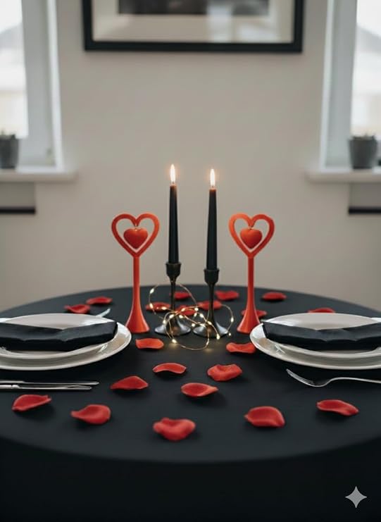 Romantik Masa Dekoru - (Özel Tasarım) (2 Adet) Kırmızı - Ev Aksesuar