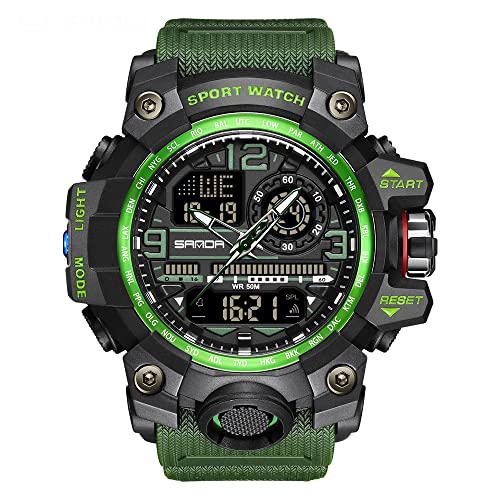 AIMES Mens Watches Sports Outdoor Waterproof Military Watch for Men Tactical Watch Analog Digital Date Alarm Stopwatch Multi-Function Tactics Big Face Wristwatch for Men