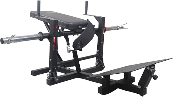 Glute Bridge Machine, Heavy Duty Plate-Loaded Hip Thrust Machine w/ Adjustable Foot Plate, 400 lbs Max Capacity,Black
