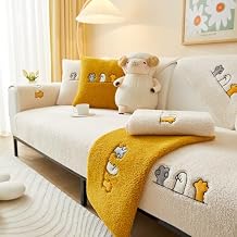 OKYUK Sherpa Fleece Sofa Couch Covers,Cute Cat Paw Super Soft Warm Plush Sectional Couch Cover Luxury Fuzzy Furry Non Slip Sofa Slipcover Furniture Protector (Beige, 70 * 70cm) 2
