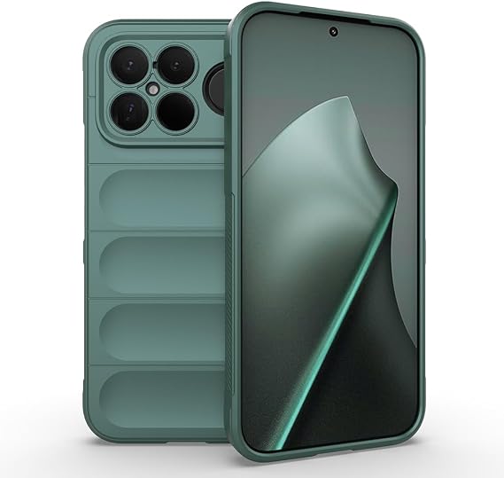 Xiaomi Poco F8 Ultra ile Uyumlu Kılıf Kamera Korumalı Kabartmalı Yumuşak Silikon Kapak İçi Kadife - Yeşil