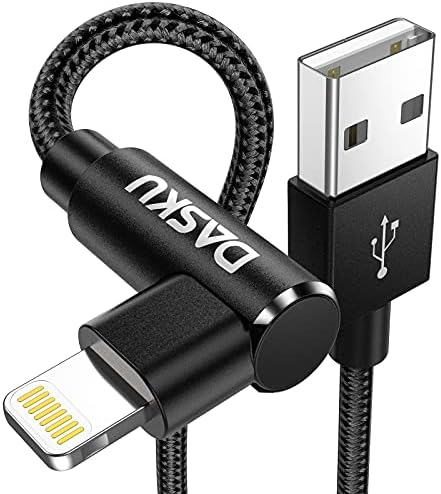 90 Degree iPhone Charging Cable 2Pack 10ft Right Angle Nylon Braided Lightning Charger Cord Compatible with iPhone 14 13 12 11 Pro Max XS XR X 8 7 6 5 Plus iPadBlack