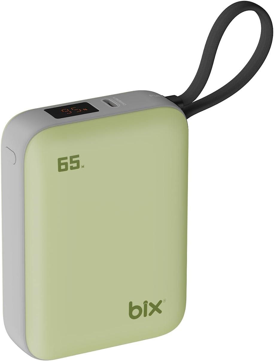 Bix PB120 20000mAh PD 65W Cep Boyu Kompakt Tasarımlı Dijital Göstergeli Powerbank Taşınabilir Süper Hızlı Şarj Cihazı (Yeşil)