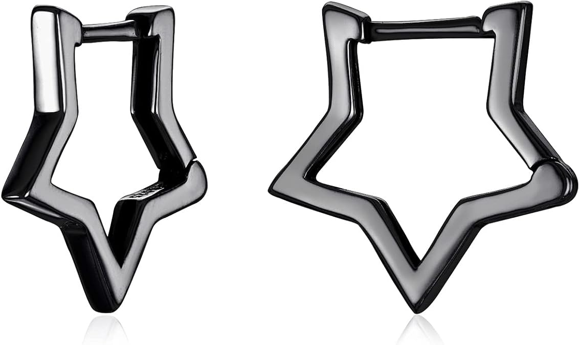 BISAER Silver Huggie Hoop Earrings for Women, 925 Sterling Silver Post Star Small Hoop Earrings Hypoallergenic Lightweight Everyday Jewelry Gift Cute