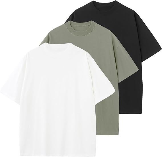 KEEPSHOWING Men's Cotton T-Shirts Oversized Unisex Short Sleeve Crew Neck Loose Basic Tops Solid Athletic Tee
