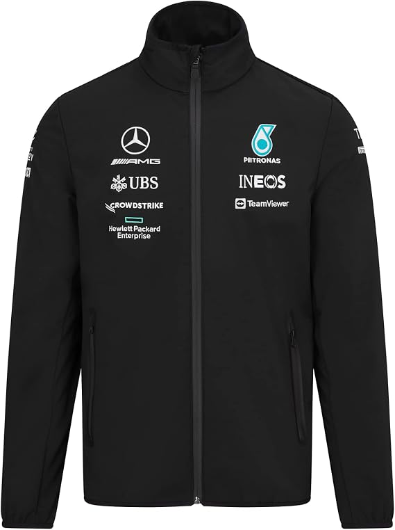 Mercedes AMG Petronas Formula One Team - Official Formula 1 Merchandise - 2022 Team Softshell Jacket - Black - M