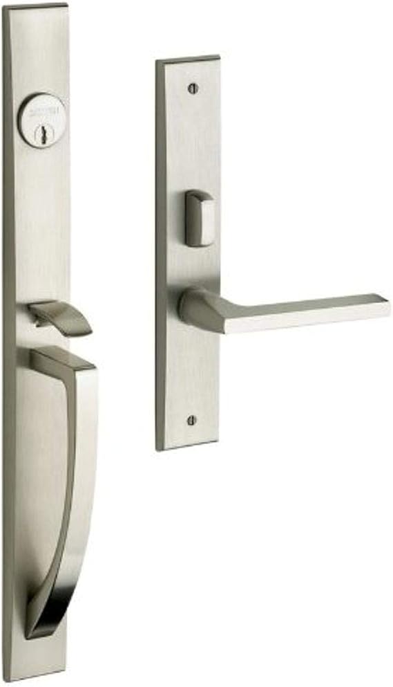 Baldwin 6966.Lent Lakeshore Left Hand Single Cylinder Mortise Handleset Trim Set, Lifetime Satin Nickel