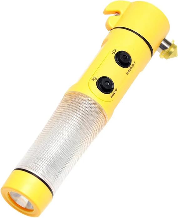 XhuangTech 4 in 1 Car Safety Hammer, Emergency Escape Tool Seat Belt Cutter with Car Window Breaker LED Flash Light Beacon Light