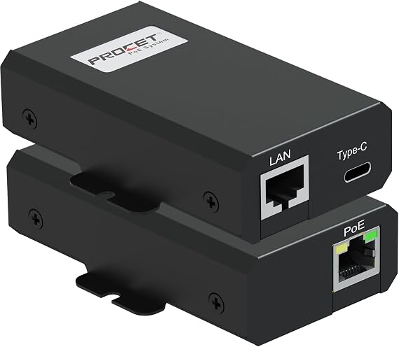 PROCET Gigabit PoE to USB C Splitter 25W Type C with RJ45 Ethernet Connectivity Adapter for eero 6/7, Wireless AP, Tablet, iPad, Google TV, KVM Switch, Philips Hue Bridge Pro, Smart Home Hub