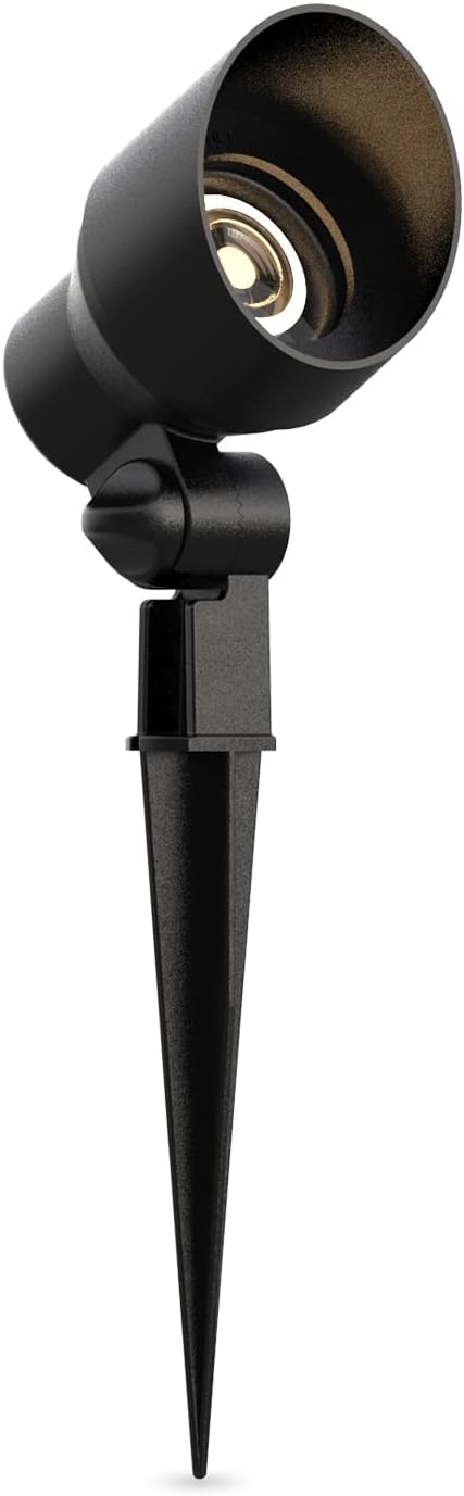 Malibu Low Voltage Landscape Spotlights 20W Halogen Spot Lights 12V AC Outdoor Black Landscape Lighting Kit with Spike Stakes and Connectors 145 Lumen 2800K Warm White for Garden, Lawn, Walkway