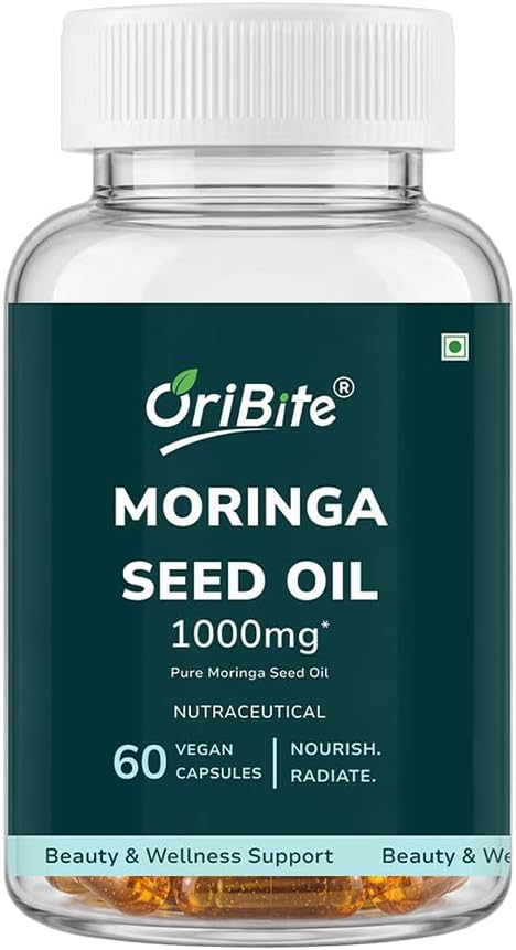 Moringa Seed Oil 1000mg 60 Capsules | Cold-Pressed & Pure Superfood Supplement | Supports Skin, Hair, Digestion, Energy & Immunity | Rich in Vitamins & Antioxidants | Non-GMO, Gluten Free