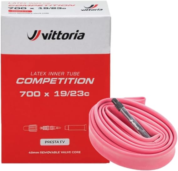 Vittoria Competition Latex Inner Tube Presta 48 mm Removable Core Lightweight, Supple & Fast Rolling Bicycle Tube for Road, All-Road & MTB 70019/23, 70025/28, 70030/38