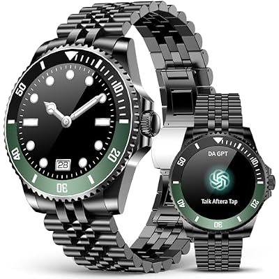 2025 DA GPT Smart Watch for Men with Bluetooth Call, Heart Rate, Blood Pressure, SpO2, Sleep Monitor, 107 Sports Modes, Waterproof Round Watch, 1.19-inch AMOLED Display, Compatible Android and iOS