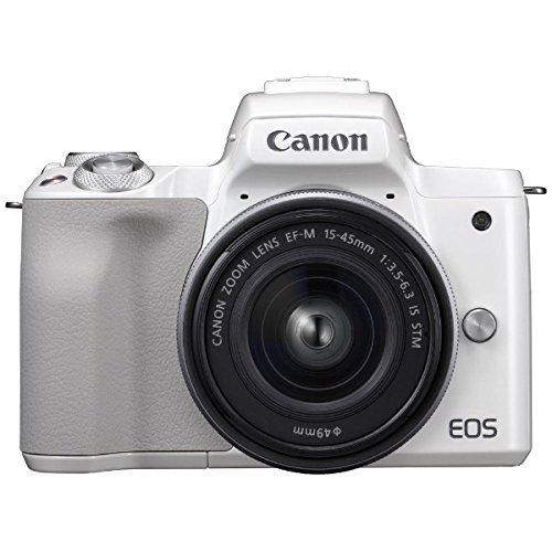 Canon EOS Kiss M EOSKISSMWH1545ISLK EF-M15-45 IS STM Lens Kit WhiteMirrorless SLR Camera