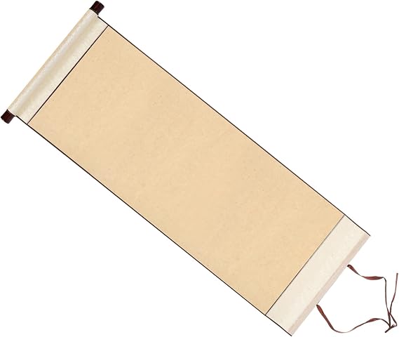 PATIKIL 31x12 Inch Xuan Paper Scroll, Silk Half Raw Ripe Blank Hanging Xuan Paper Chinese Calligraphy Practice Roll for Art Painting Home Decor, Beige