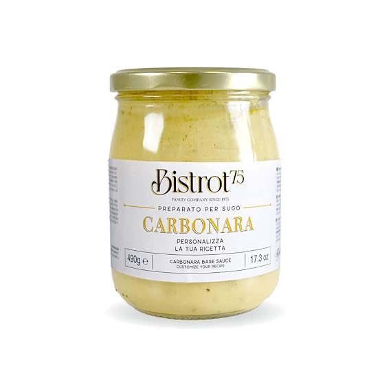 TartufLanghe Carbonara Base Sauce - with Italian Summer Truffle - 17.26 oz | Ready-to-use carbonara sauce with egg yolk and Italian cheeses. Customize with guanciale, seafood, or vegetables.