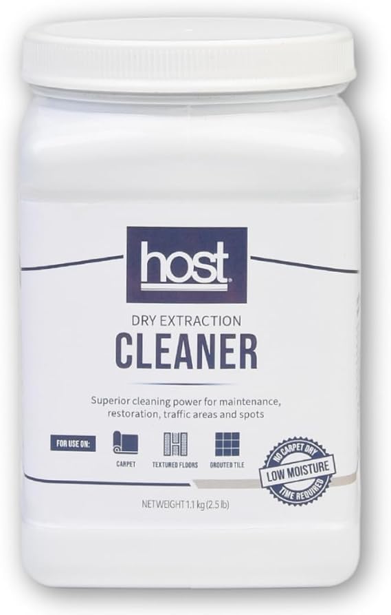 HOST Dry Extraction Cleaner - Natural, Non-Toxic, Biodegradable Cleaning Compound for Carpets, Grouted Tile, and Textured Floors - Low Moisture Formula, Safe for People & Pets, 2.5 lb Shaker Jar