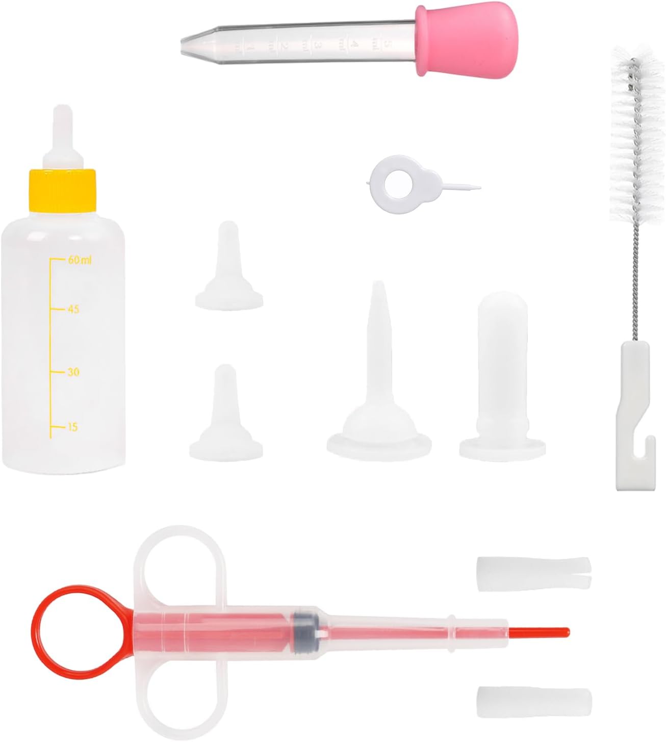 Pet Nursing Bottle Kits, Miracle Nipple for Kittens, Puppy Bottles for Nursing Puppy Milk, Replacement Silicone Nipple, Pet Pill Shooter Dispenser, 5ml Dropper