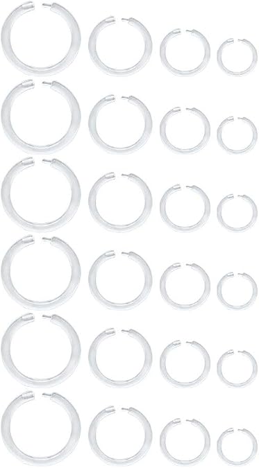 MODRSA Clear Septum Ring Nose Hoop Rings Daith Retainer for Work Surgery Bioflex Cartilage Tragus Helix Lobe Earrings Plastic Tongue Lip Piercing Clicker Horseshoe Barbell 6-12mm 18g