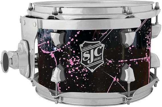 SJC Custom Drums Navigator Mounted Tom - 7 inches x 10 inches, Black with Pink Splatter
