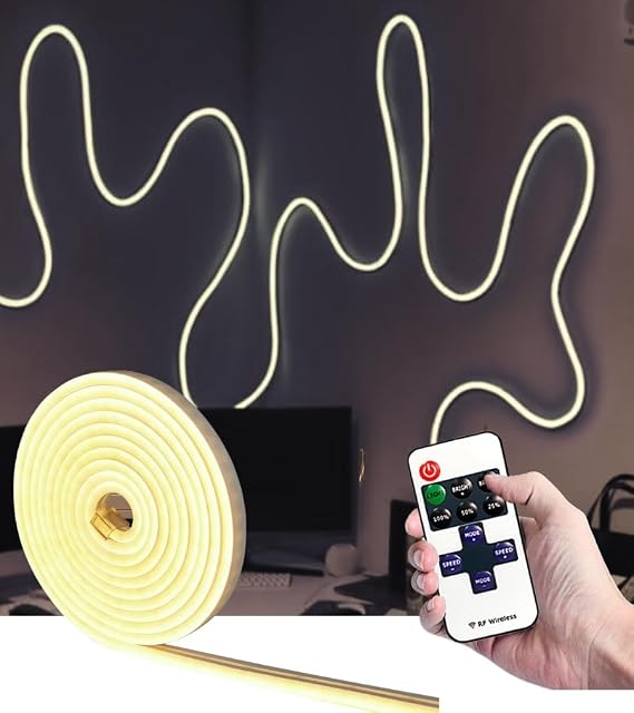 5 Metre Esnek Neon Led Şerit Dimmer Kumandalı Dekoratif Aydınlatma Seti SB-6538 (Gün Işığı) [Enerji Sınıfı A]