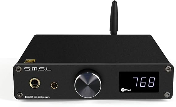 SMSL C200 PRO DAC Headphone Amplifier, ES9039Q2M XU-316 HiFi MQA DAC Amp, DSD512 32Bit/768kHz, Type C USB/Opt/Coax/Bluetooth to RCA/TRS/4.4mm/6.35mm Headphone Amps for Gaming PS5/Switch/PC