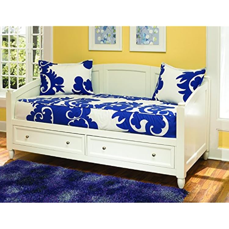 Home Styles Naples White Daybed with Storage, Solid Wood Slats, and Curved Back and Side Panels
