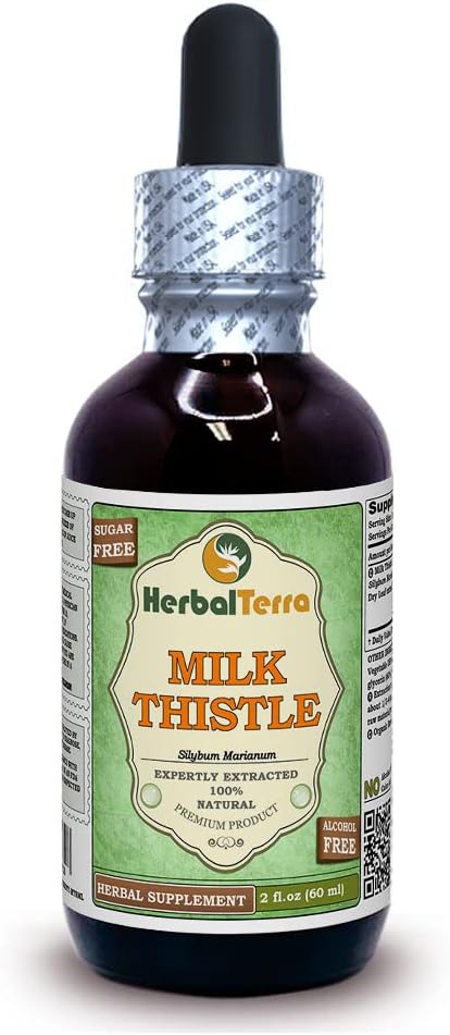 Herbal Terra LLC Milk Thistle (Silybum Marianum) Glycerite, Organic Dried Leaves Alcohol-Free Liquid Extract 2 oz