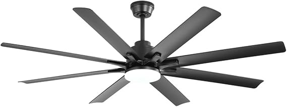 66 inch Modern Smart Ceiling Fan with Alexa Integration,Dimmable LED Light, and Remote Control for All Seasons - Perfect for Large Rooms, Bedrooms, and Covered Patios (Black&Black)