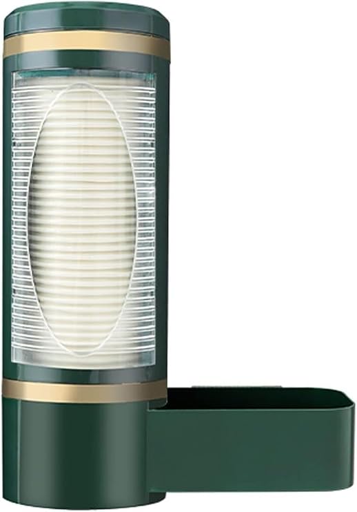 Bathroom Cup Holder, Water Cooler Dispenser Cup Holder,Bathroom Cup Dispenser Green Pull Type Water Cup Holder Wall Mounted Water Cup Dispenser Fits Various Plastic and Paper Cups for Home and Office(