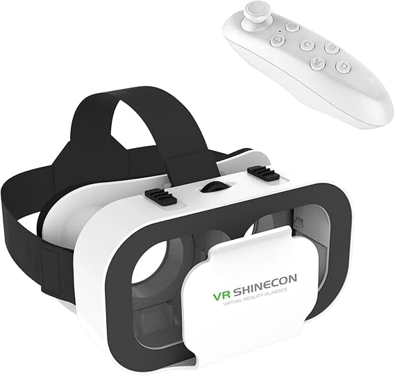 VR Headset for Cellphone, Virtual Reality 3D Glasses Headset, with Controller, with iPhone or Android Compatible 4.7-6.5 inch,for Movies & Mobile Games