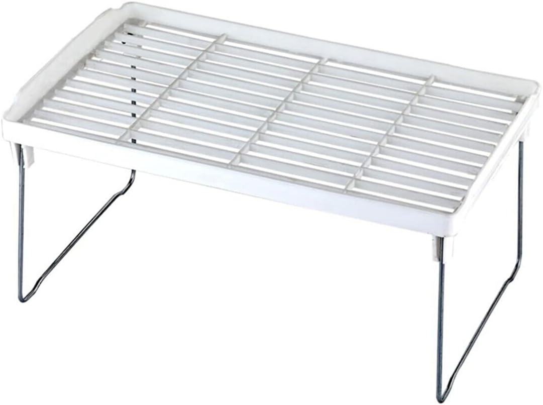 Lirazon In-Cabinet Shelf Organizer, Metal Stand, Plastic Kitchen Shelf, Countertop Floor Saving Organizer, 14x30cm