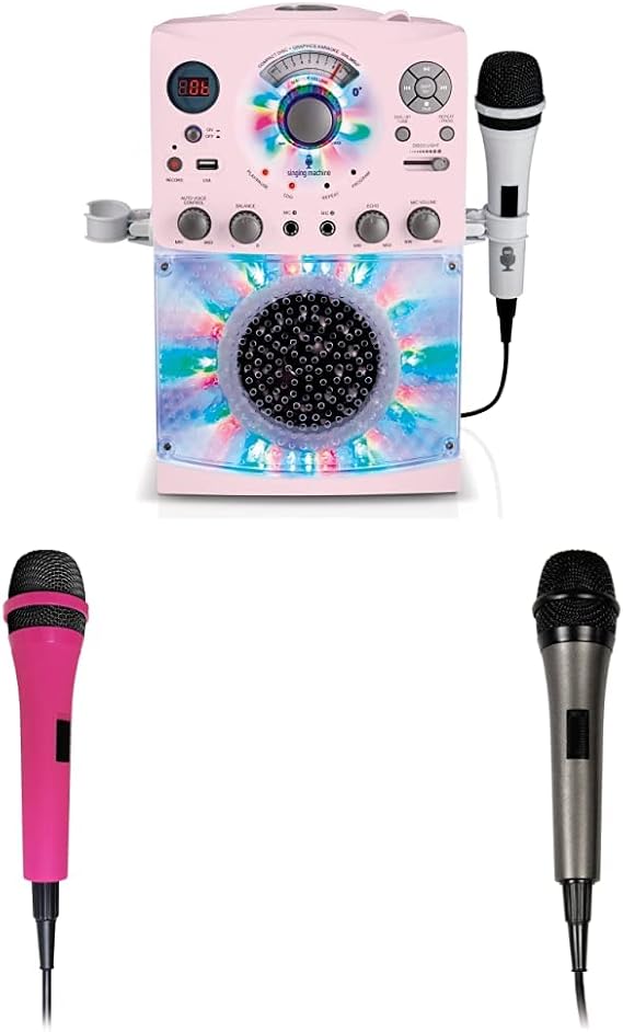Singing Machine Bluetooth Karaoke System Bundle - Portable Machine, 2 Microphones and Accessories