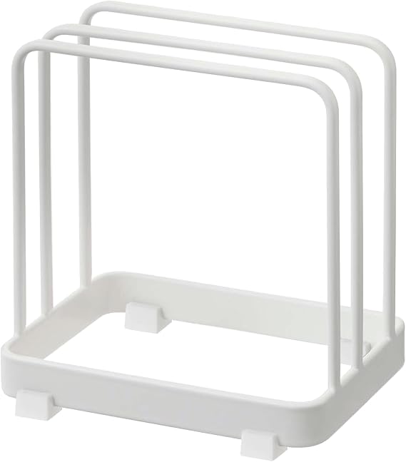 YAMAZAKI Home Plate Cutting Board Stand - Kitchen Storage Rack Holder Organizer - Steel