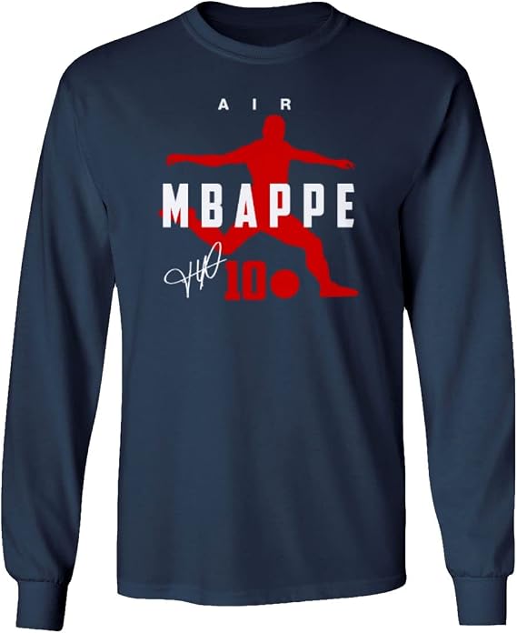 KING THREADS France Football Air Mbappe 2022 World Soccer Fans Long Sleeve T-Shirt (Navy, 3X-Large)