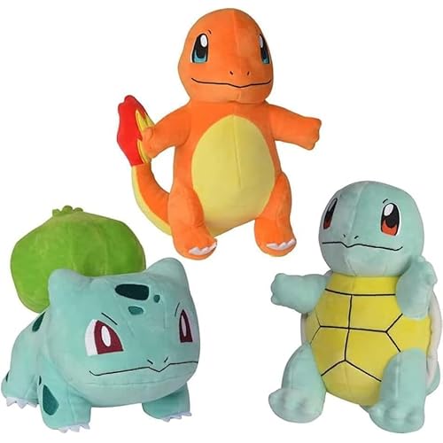 8 Plush Starter 3 Pack - Bulbasаur - Chаrmander - Squirtlе - Soft and Comfortable, Yellow