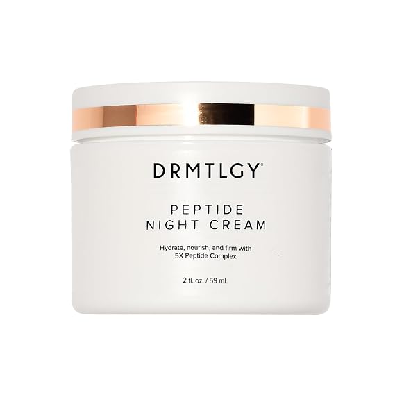 DRMTLGY Peptide Night Cream, Anti-Aging Face Moisturizer with Ceramides & Peptides, Hydrating & Firming Night Cream for All Skin Types (2 oz)
