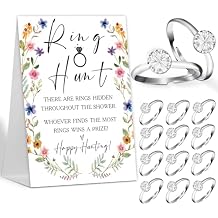 The Ring Hunt Game, Boho Floral Bridal Shower Games with Rings-One Sign and 30 Rings, Bridal Shower and Wedding Shower Games for Guests, Engagement Party Game, Bridal Shower Decorations-LS7