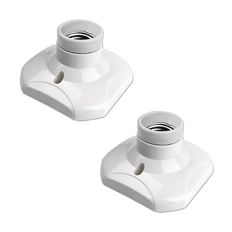 Socket E27 Ceiling for LED and Energy-Saving Bulbs (up to 60 W) Ceiling Socket E27 AC 220 V Lamp Holder for Cellar Carport Wooden Wall Set of 2 (without Bulb)